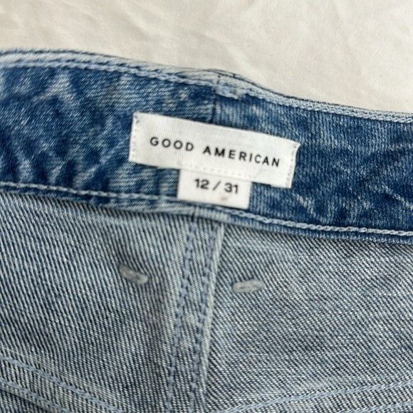 Good American High Waisted Wide Leg Cropped Sequin Denim Jeans - Picture 8 of 11